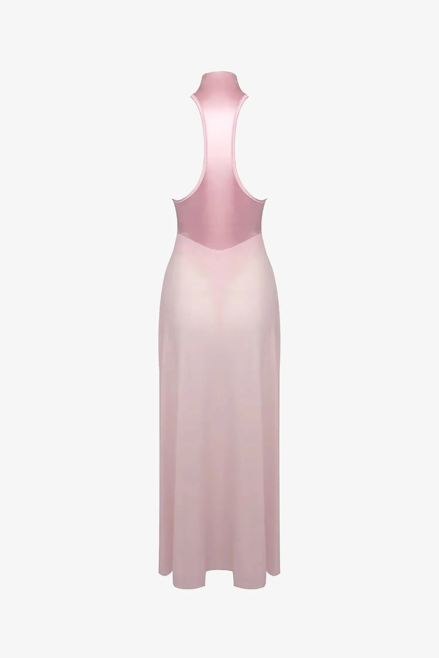 Pink High Neck Bodysuit Maxi Dress